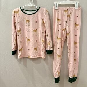 SweetHoney Holiday Up on the Rooftop Reindeer Cloud Fitted Pajamas